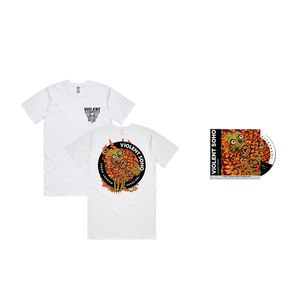 Hungry Ghost Anniversary Tee (White) & Hungry Ghost (10th Anniversary Edition) CD