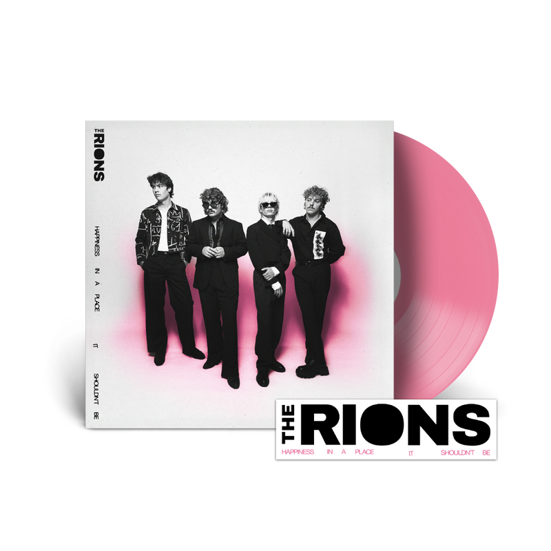 Happiness In A Place It Shouldn't Be EP 12" Vinyl (Pink), White T-Shirt & Sticker Bundle