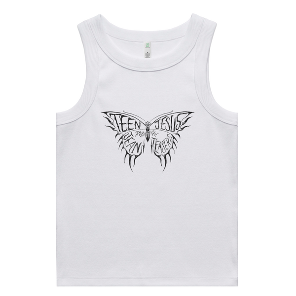 Butterfly Embroidery Tank (White)