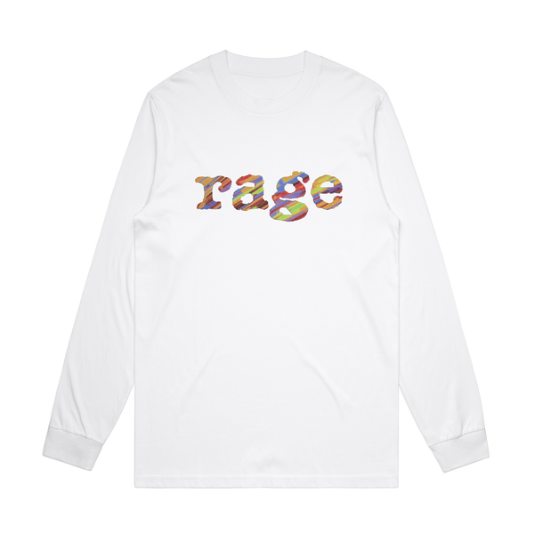 White Long Sleeve with Rage Logo Design on Front